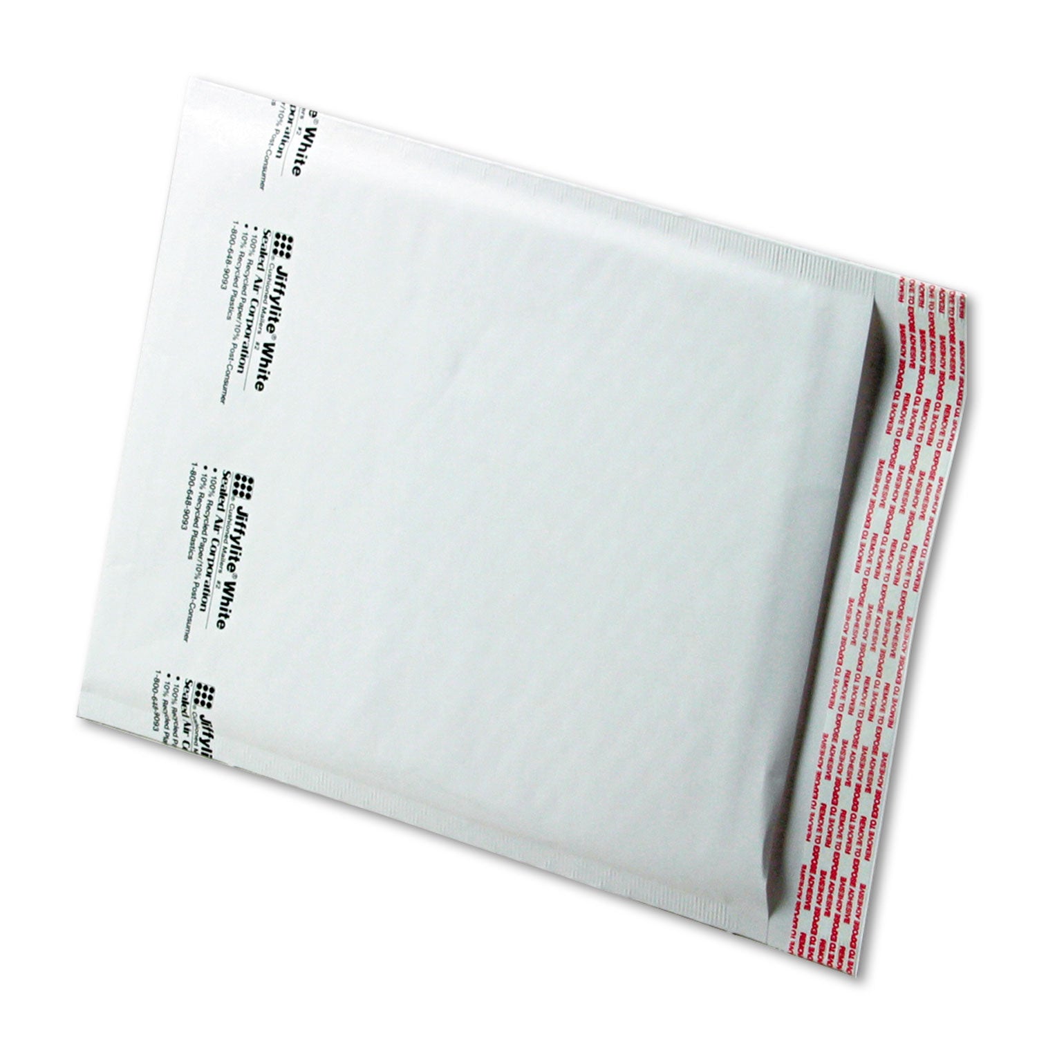 Jiffylite Self-Seal Bubble Mailer, #2, Barrier Bubble Air Cell Cushion, Self-Adhesive Closure, 8.5 x 12, White, 100/Carton - 