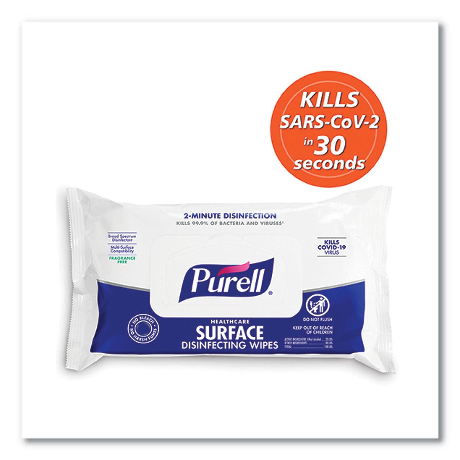Healthcare Surface Disinfecting Wipes, 1-Ply, 7" x 10", Unscented, White, 72/Pack