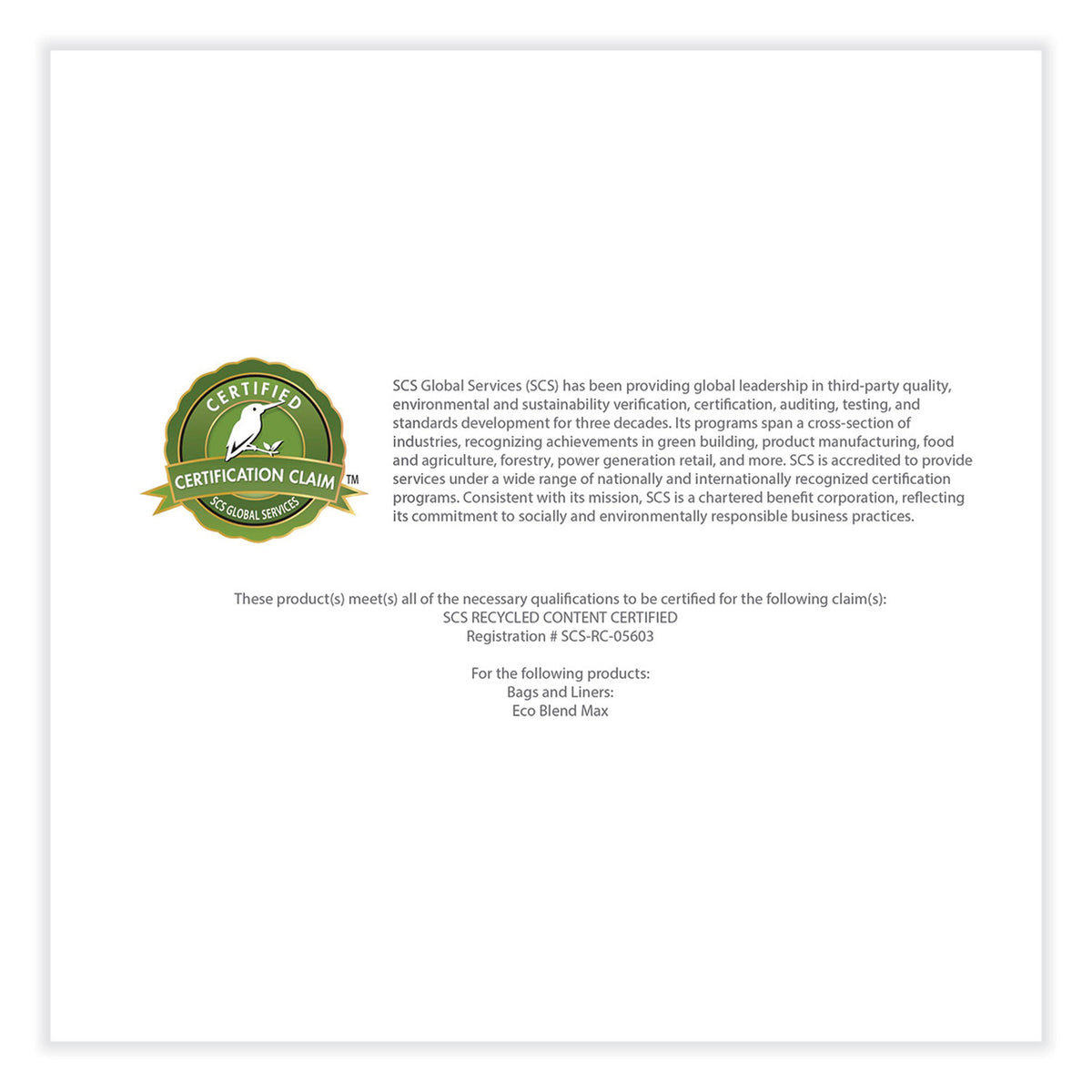 Eco Blend Max Can Liners, 23 gal, 0.8 mil, 28" x 45", Green Tint, 25 Bags/Roll, 10 Rolls/Carton