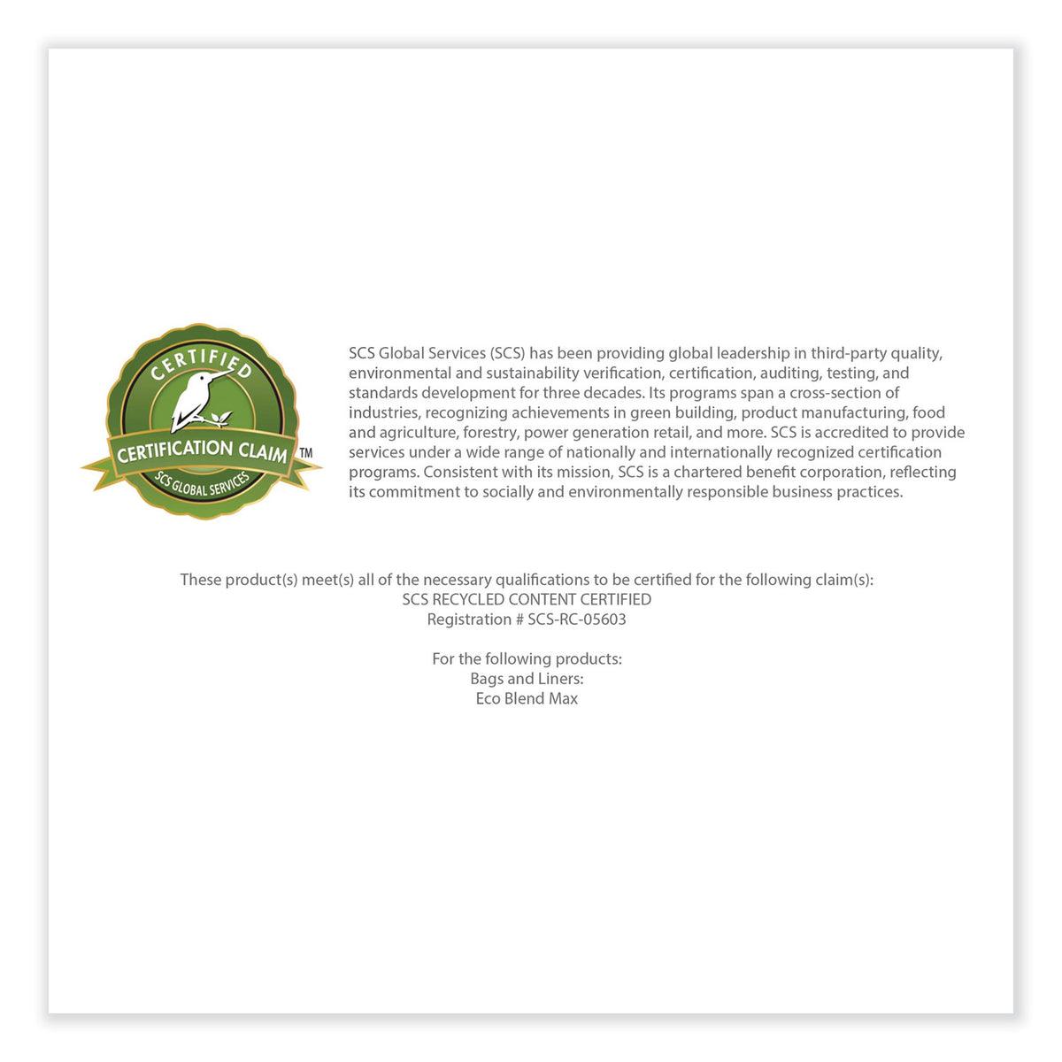 Eco Blend Max Can Liners, 23 gal, 0.8 mil, 28" x 45", Blue, 25 Bags/Roll, 10 Rolls/Carton
