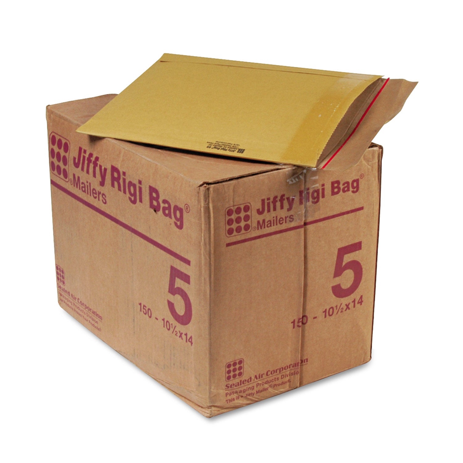 jiffy-rigi-bag-mailer-#5-square-flap-self-adhesive-closure-105-x-14-natural-kraft-150-carton_sel89314 - 1