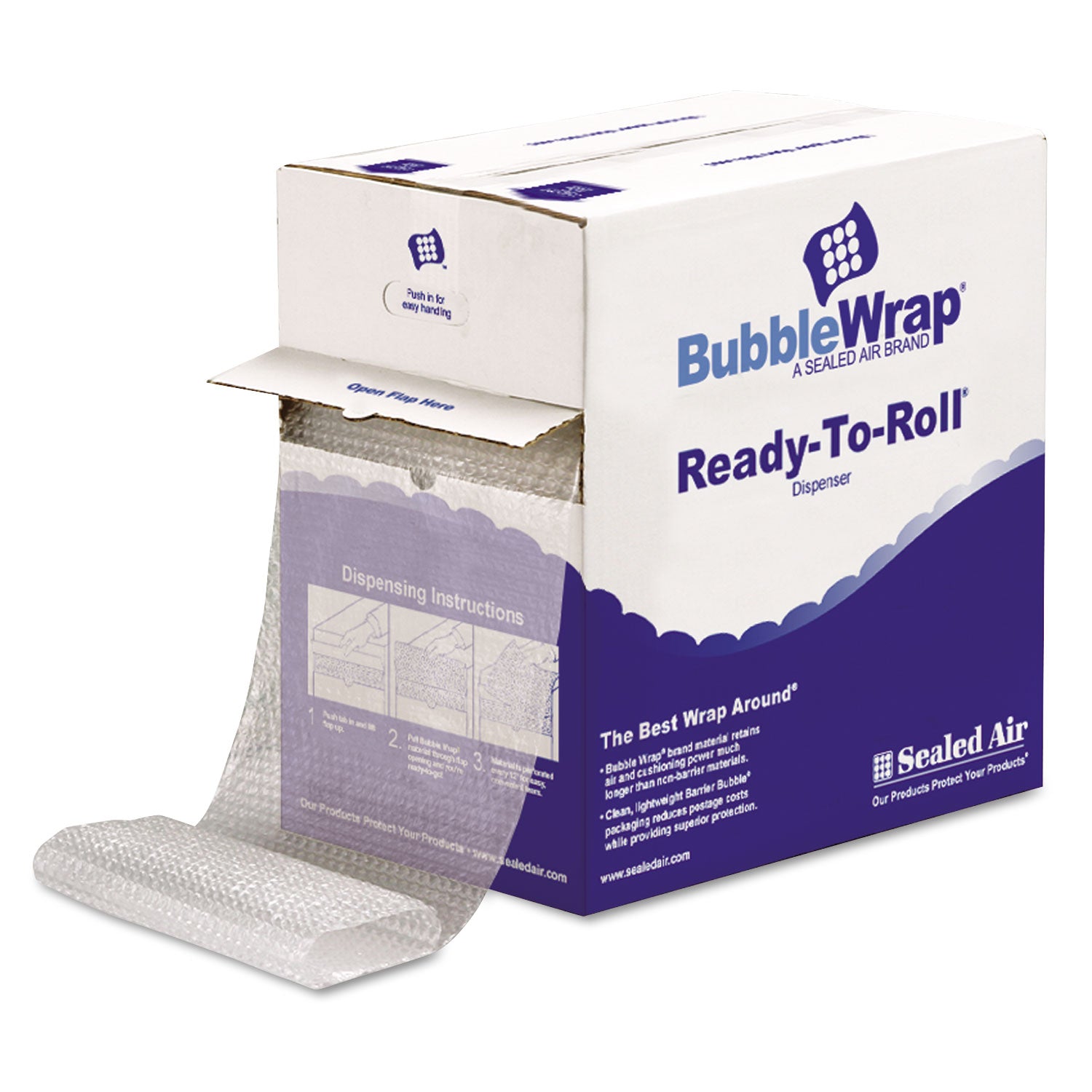 Bubble Wrap, Self-Clinging Air-Cushioned, 0.19" Thick, 12" x 175 ft - 