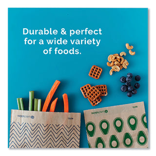 XL Sandwich Bag with Resealable Stickers, 7.1 x 2 x 9.1, Kraft with Black Chevron Pattern, 50/Box