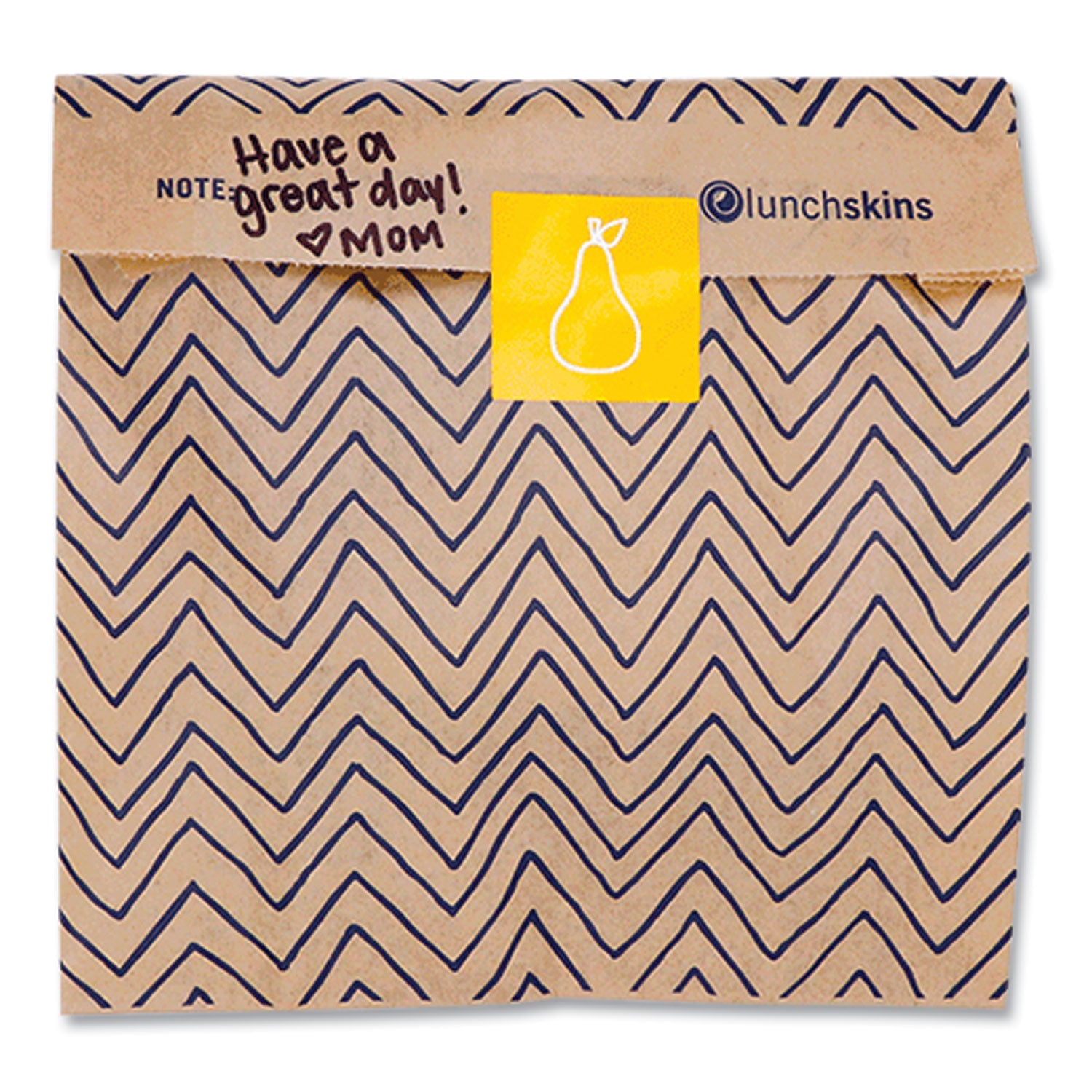 XL Sandwich Bag with Resealable Stickers, 7.1 x 2 x 9.1, Kraft with Black Chevron Pattern, 50/Box