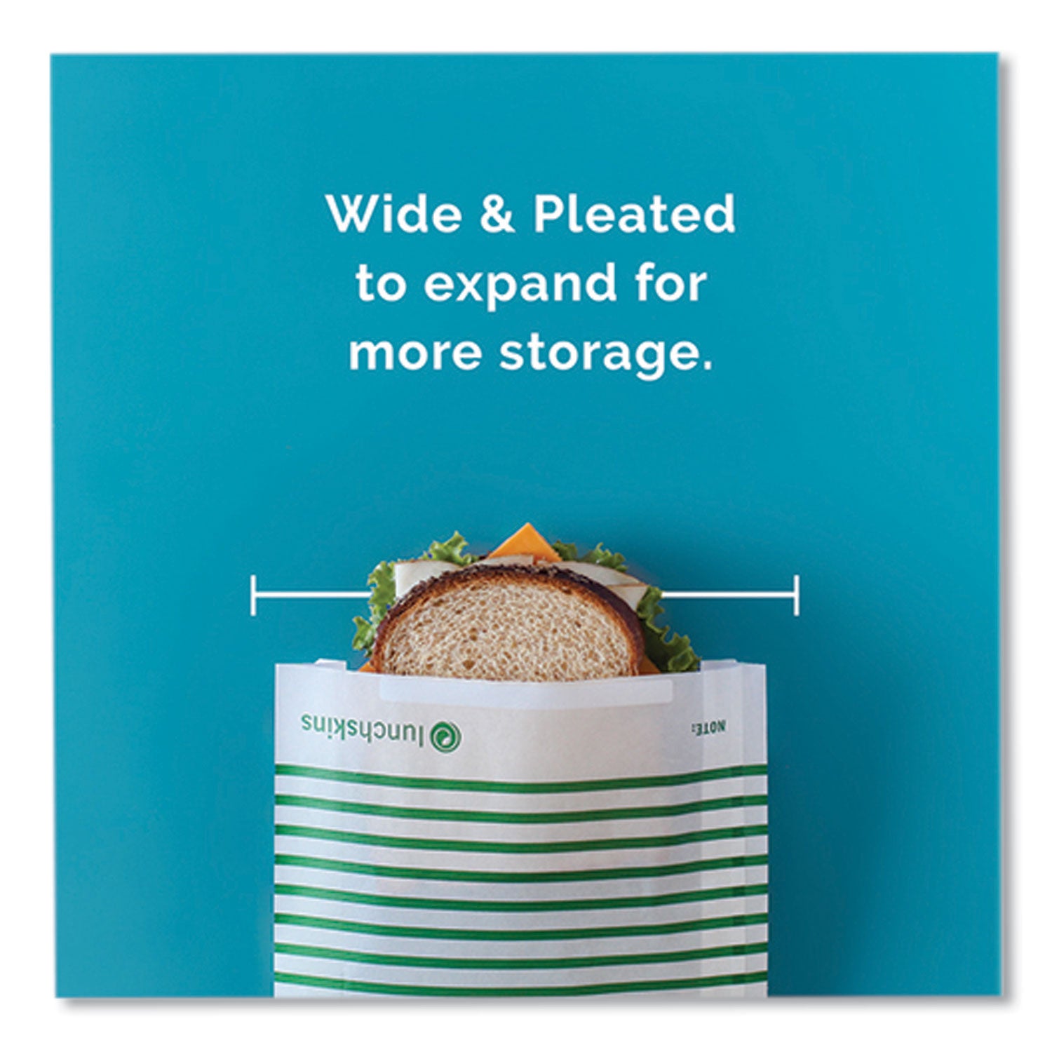 Paper Sandwich Bag, 7.1 x 2 x 9.4, White with Green Stripes, 50/Box