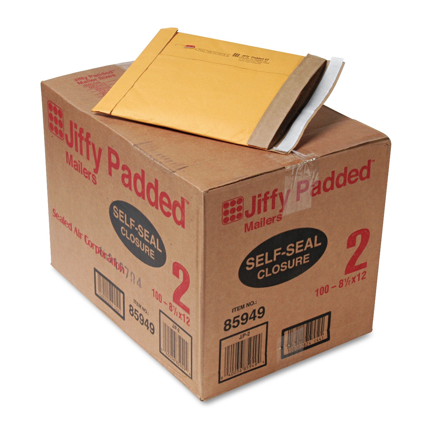 jiffy-padded-mailer-#2-paper-padding-self-adhesive-closure-85-x-12-natural-kraft-100-carton_sel67068 - 1
