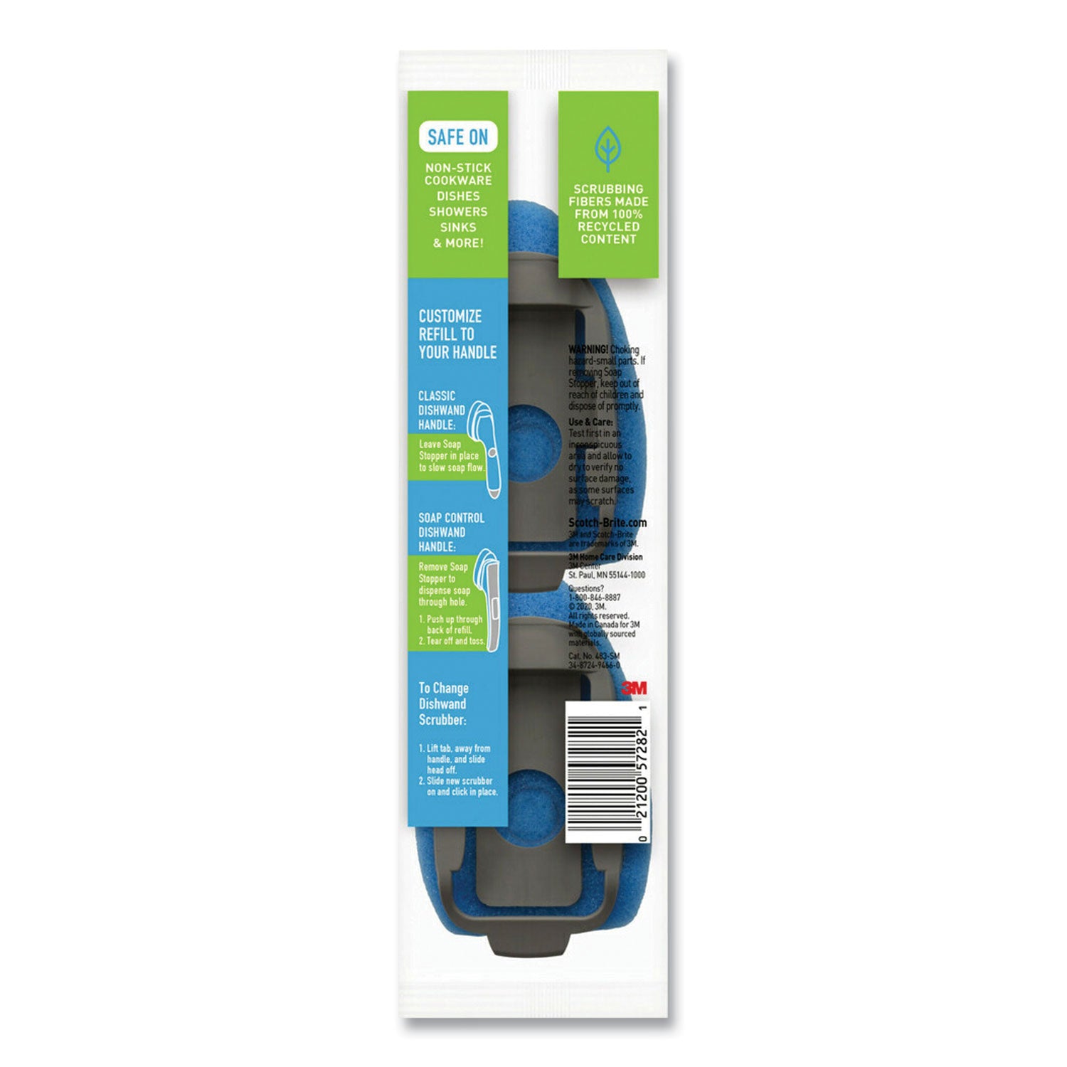 Non-Scratch Dishwand Refills, Blue, 2/Pack