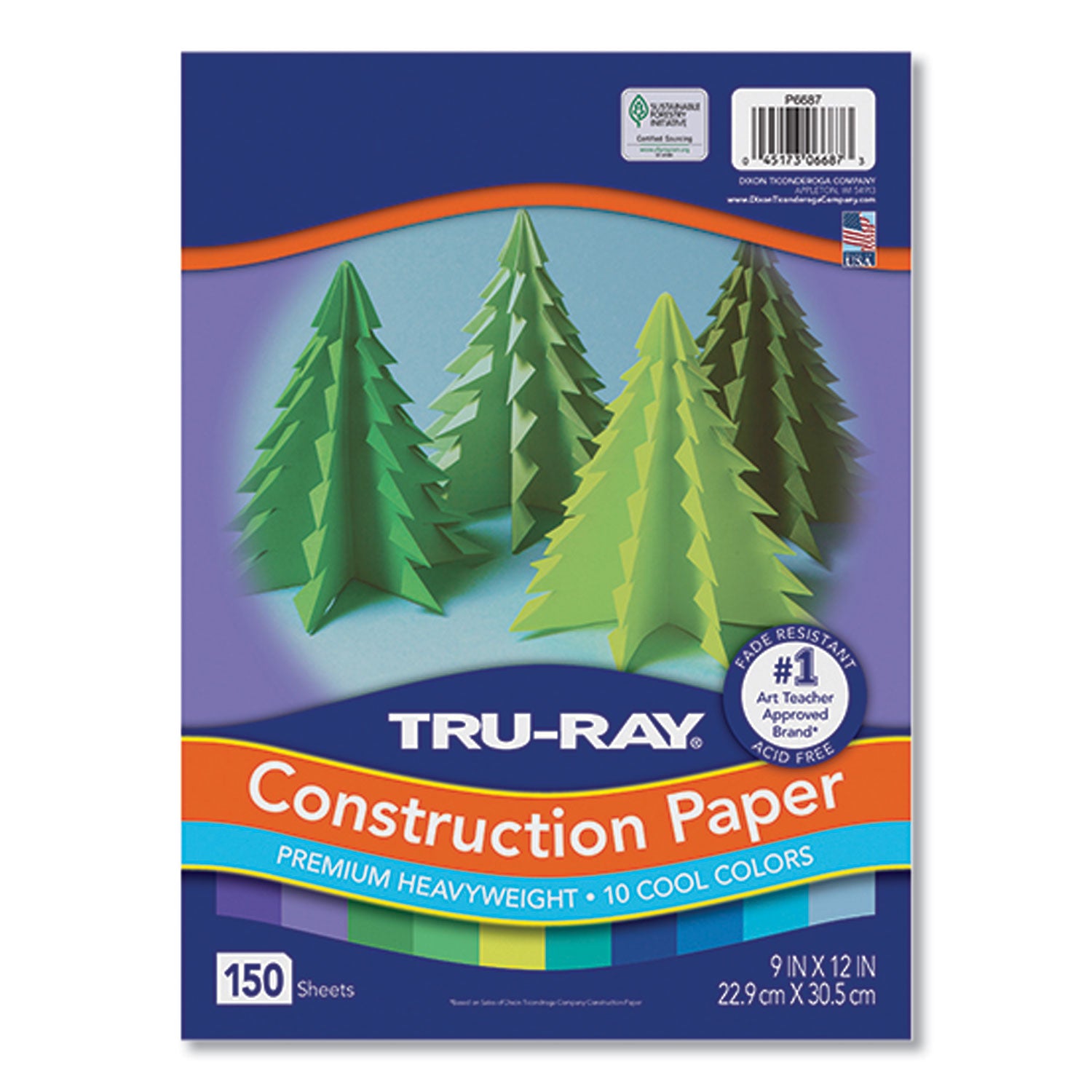 tru-ray-construction-paper-76-lb-text-weight-9-x-12-cool-assorted-colors-150-pack_pacp6687 - 1