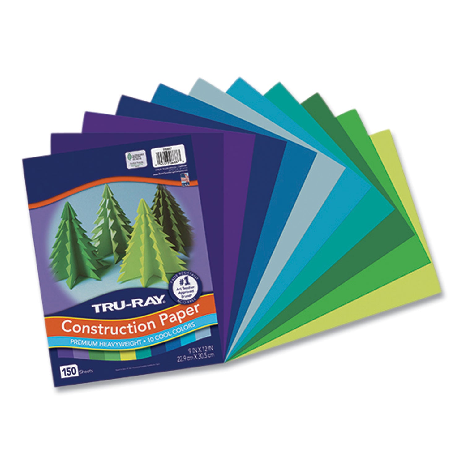 tru-ray-construction-paper-76-lb-text-weight-9-x-12-cool-assorted-colors-150-pack_pacp6687 - 2