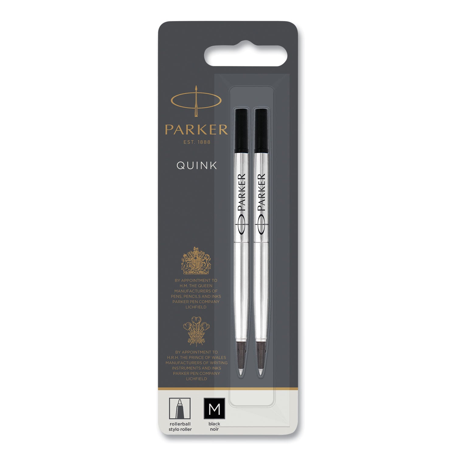 quink-refill-for-parker-rollerball-pen-medium-tip-black-ink-2-pack_par1950325 - 1