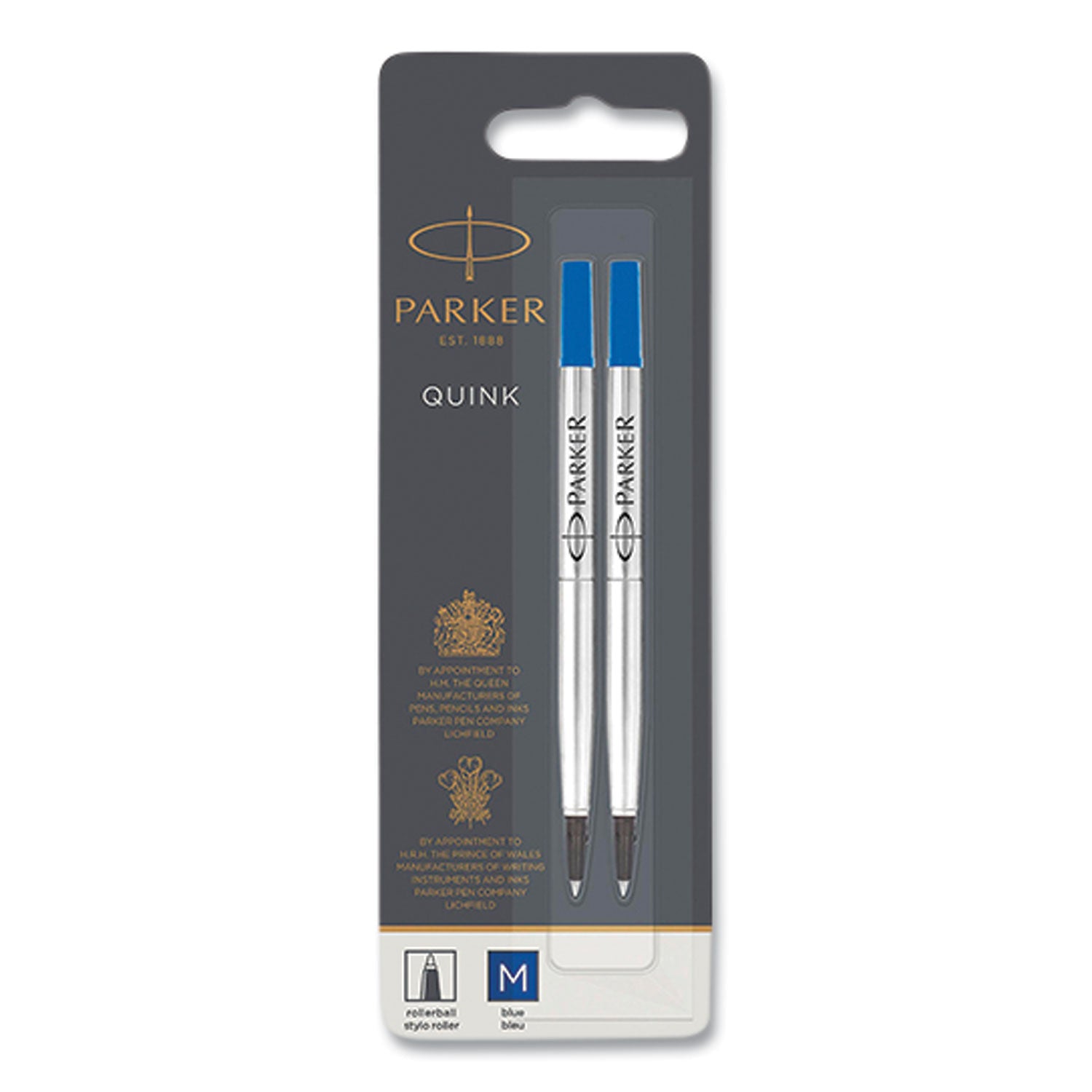 quink-refill-for-parker-rollerball-pen-medium-tip-blue-ink-2-pack_par1950327 - 1