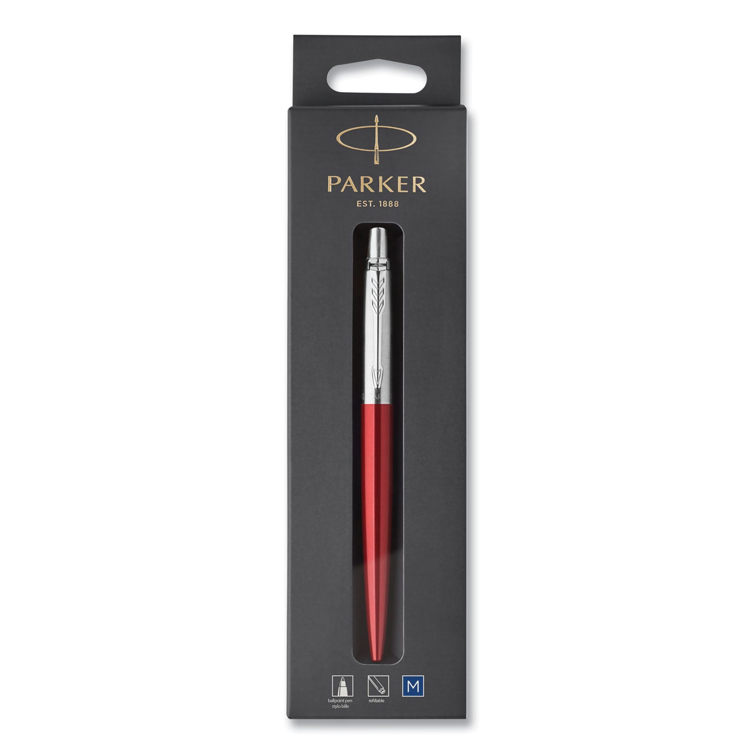 jotter-ballpoint-pen-retractable-medium-07-mm-blue-ink-kensington-red-chrome-barrel_par1953241 - 1