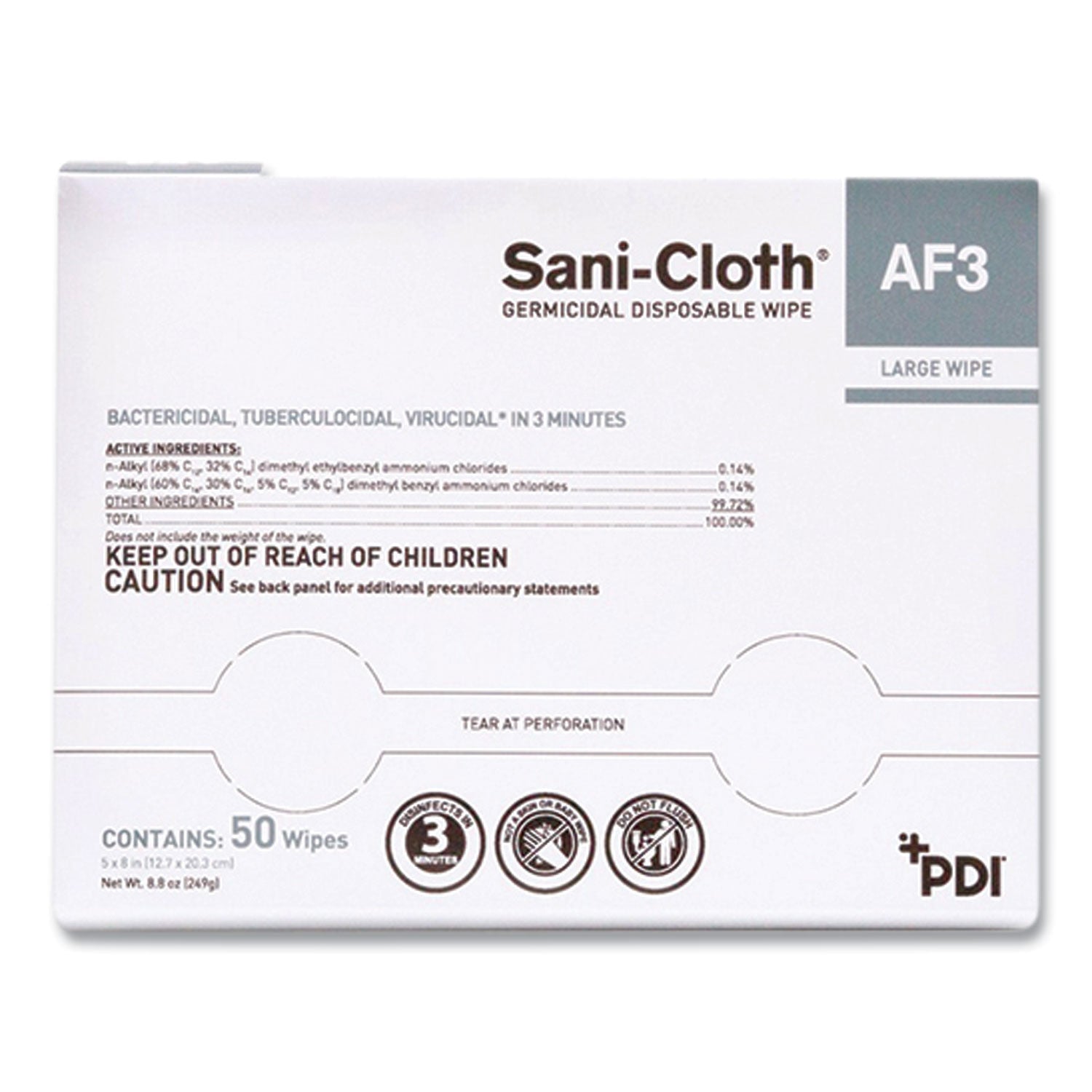 sani-cloth-af3-germicidal-disposable-wipes-large-1-ply-8-x-5-unscented-white-50-pack-10-packs-carton_pdih59200 - 1