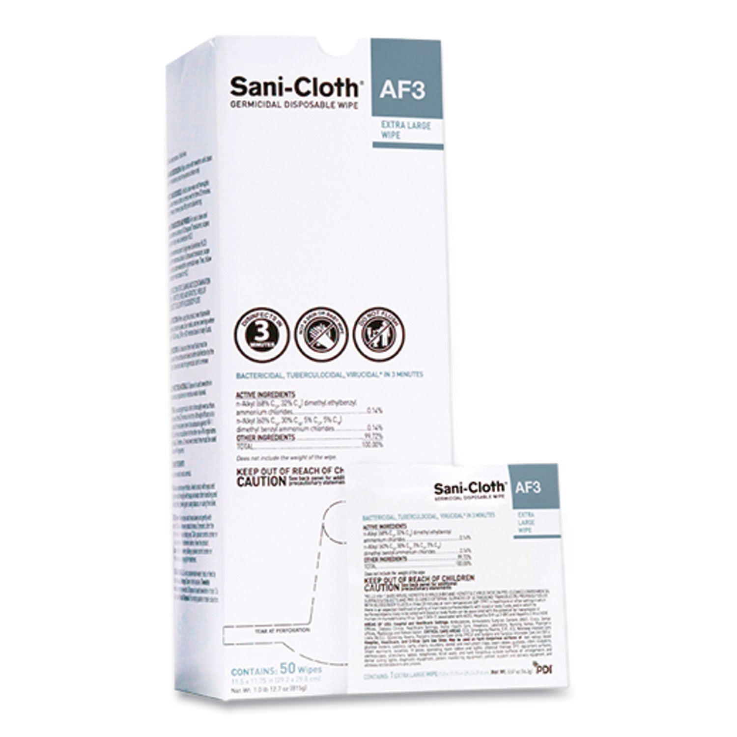 sani-cloth-af3-individually-wrapped-germicidal-disposable-wipes-x-large-1-ply-1175-x-115-unscented-white-50-box_pdiu27500 - 1
