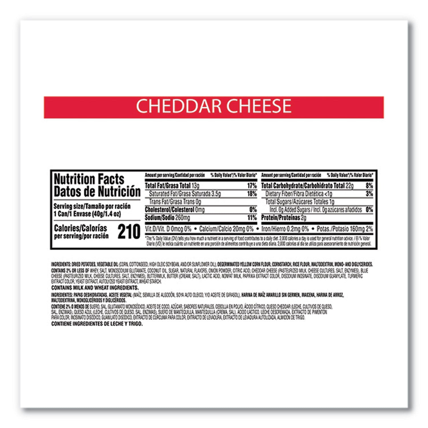 Grab & Go Cheddar Cheese Crisps, 1.4 oz Can, 12 Carton