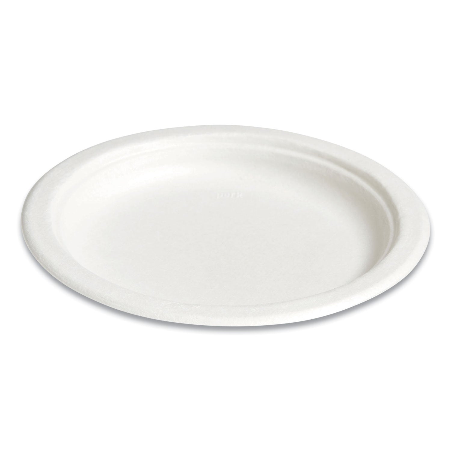 PFAS-Free Compostable Bagasse Plates, 6" dia, White, 250/Pack