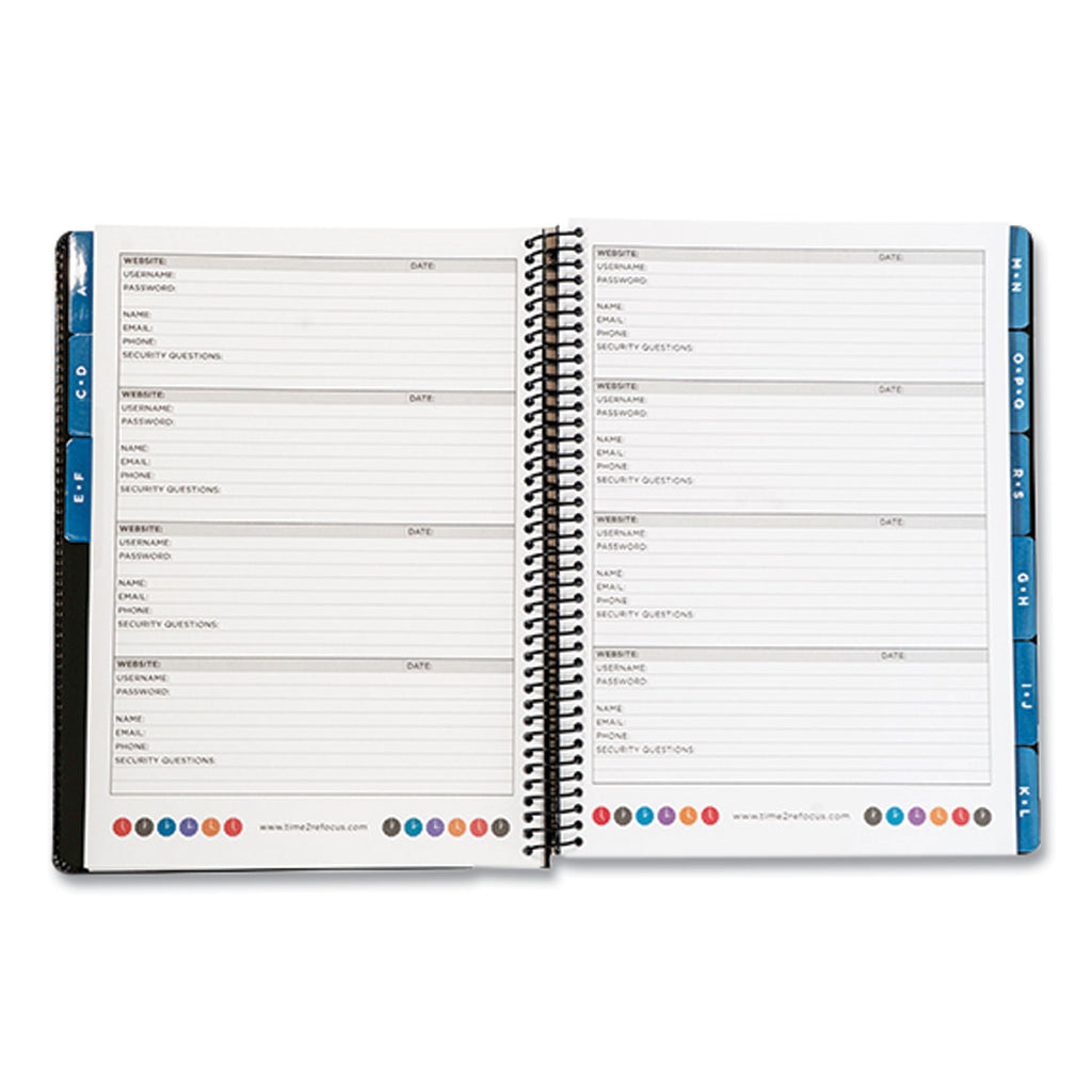 Executive Format Password Log Book, 576 Total Entries, 4 Entries/Page, Black Faux-Leather Cover, (72) 10 x 7.6 Sheets