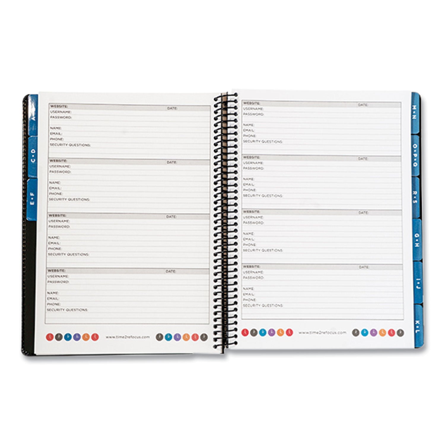 Executive Format Password Log Book, 576 Total Entries, 4 Entries/Page, Black Faux-Leather Cover, (72) 10 x 7.6 Sheets