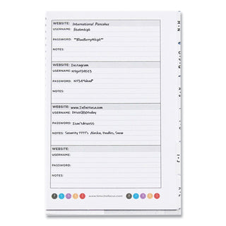 Pocket-Style Password Log Book, 480 Total Entries, 4 Entries/Page, White/Red Poly Cover, (60) 7 x 5.5 Sheets