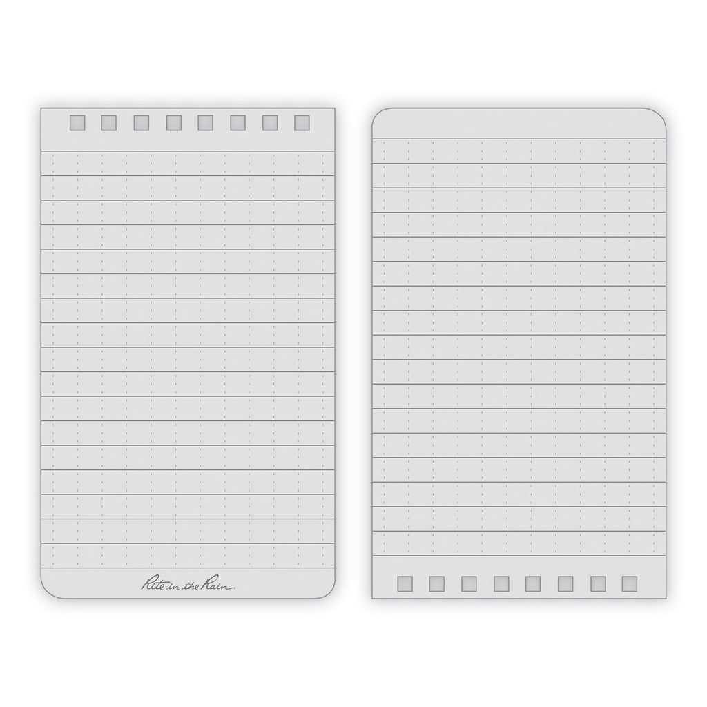 All-Weather Wire-O Notepad, Universal: Narrow Rule and Quadrille Rule, Black Cover, 50 White 4 x 6 Sheets
