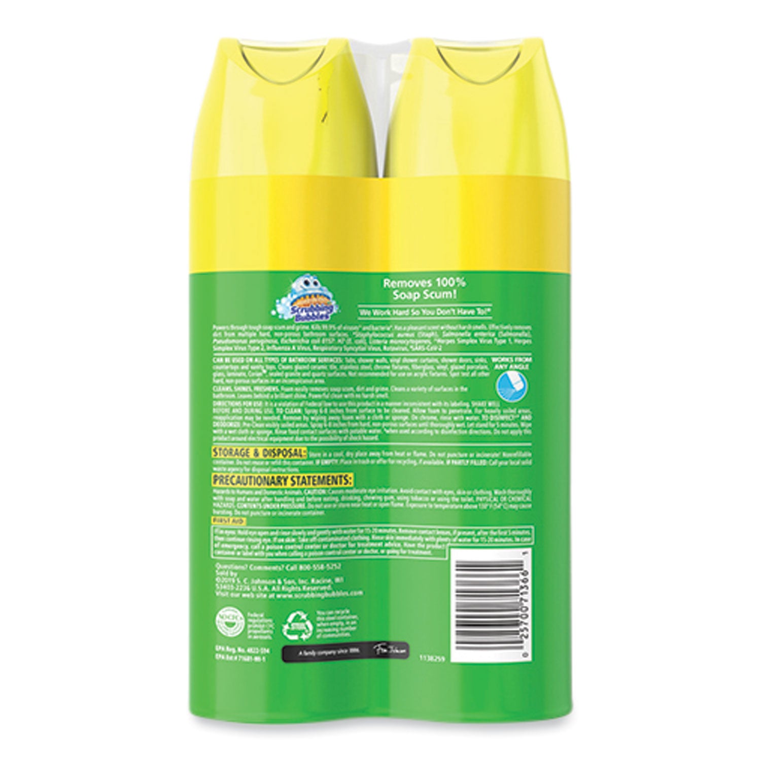 Bathroom Disinfectant Grime Fighter Aerosol, Citrus Scent, 20 oz Aerosol Can, 2/Pack