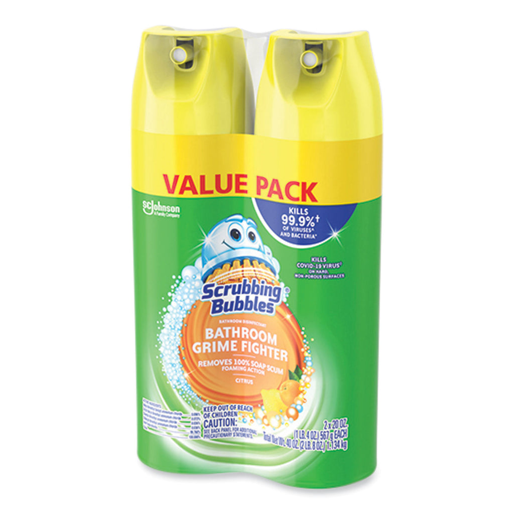 Bathroom Disinfectant Grime Fighter Aerosol, Citrus Scent, 20 oz Aerosol Can, 2/Pack