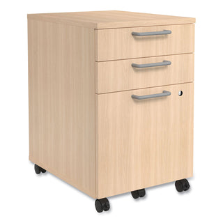 Essentials Three-Drawer Mobile Pedestal File, 2 Box/1 Legal/Letter-Size File Drawers, Natural, 15.6" x 21.3" x 24.3