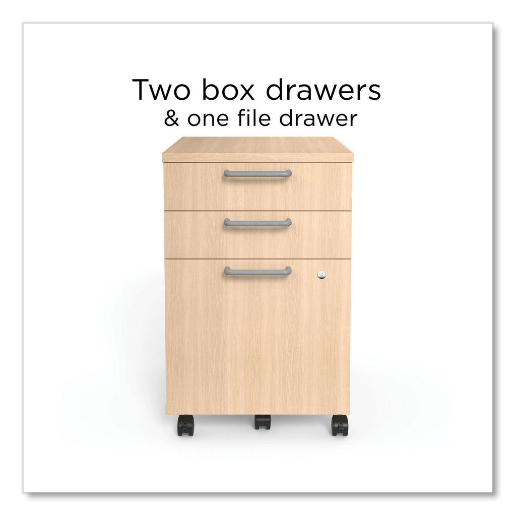 Essentials Three-Drawer Mobile Pedestal File, 2 Box/1 Legal/Letter-Size File Drawers, Natural, 15.6" x 21.3" x 24.3