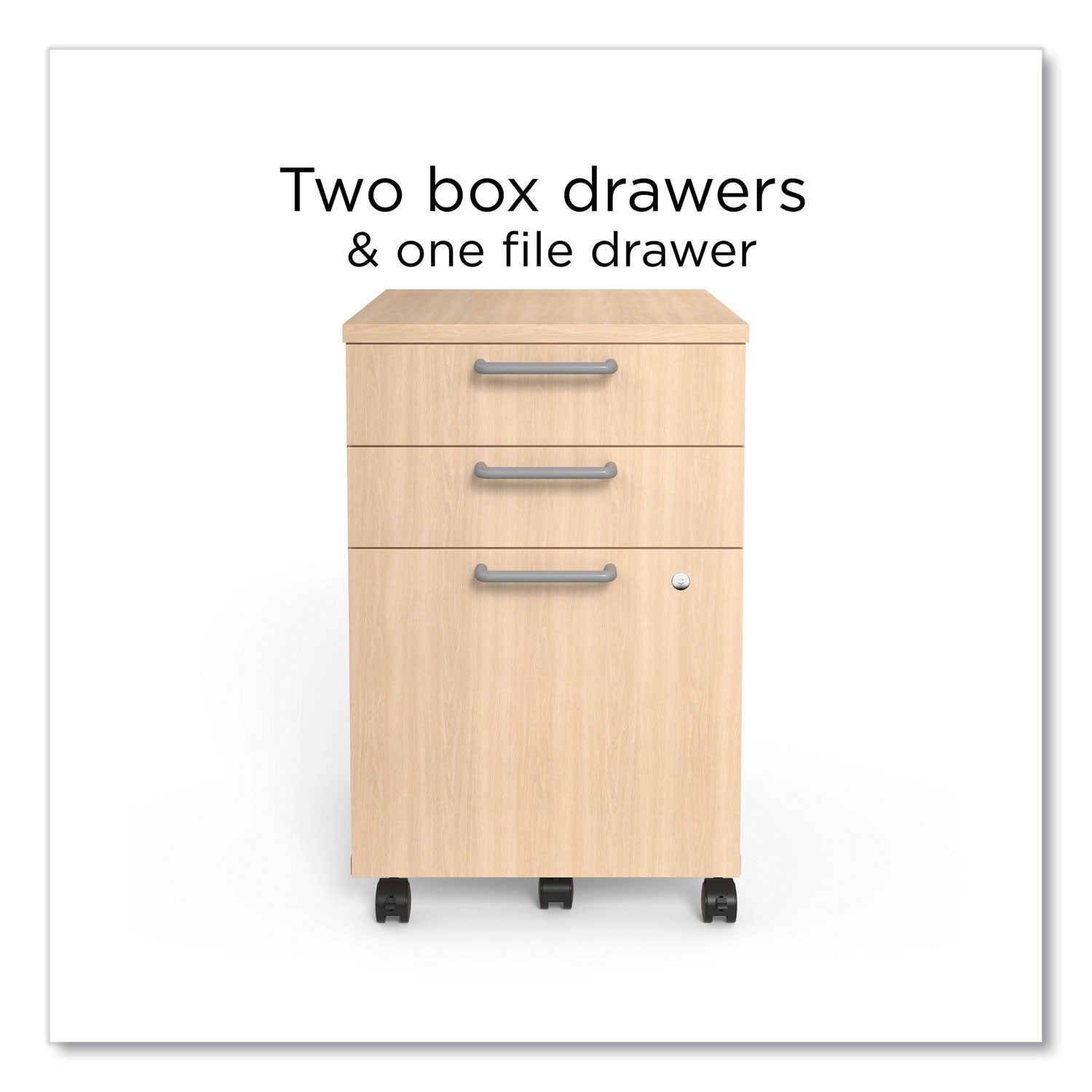 Essentials Three-Drawer Mobile Pedestal File, 2 Box/1 Legal/Letter-Size File Drawers, Natural, 15.6" x 21.3" x 24.3