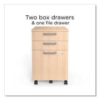 Essentials Three-Drawer Mobile Pedestal File, 2 Box/1 Legal/Letter-Size File Drawers, Natural, 15.6" x 21.3" x 24.3