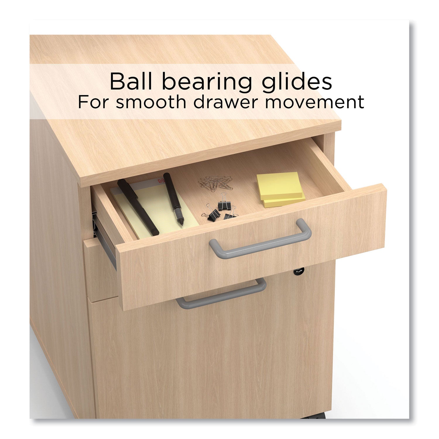Essentials Three-Drawer Mobile Pedestal File, 2 Box/1 Legal/Letter-Size File Drawers, Natural, 15.6" x 21.3" x 24.3