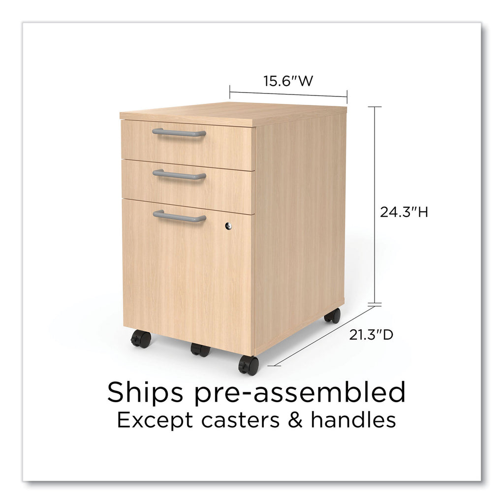 Essentials Three-Drawer Mobile Pedestal File, 2 Box/1 Legal/Letter-Size File Drawers, Natural, 15.6" x 21.3" x 24.3