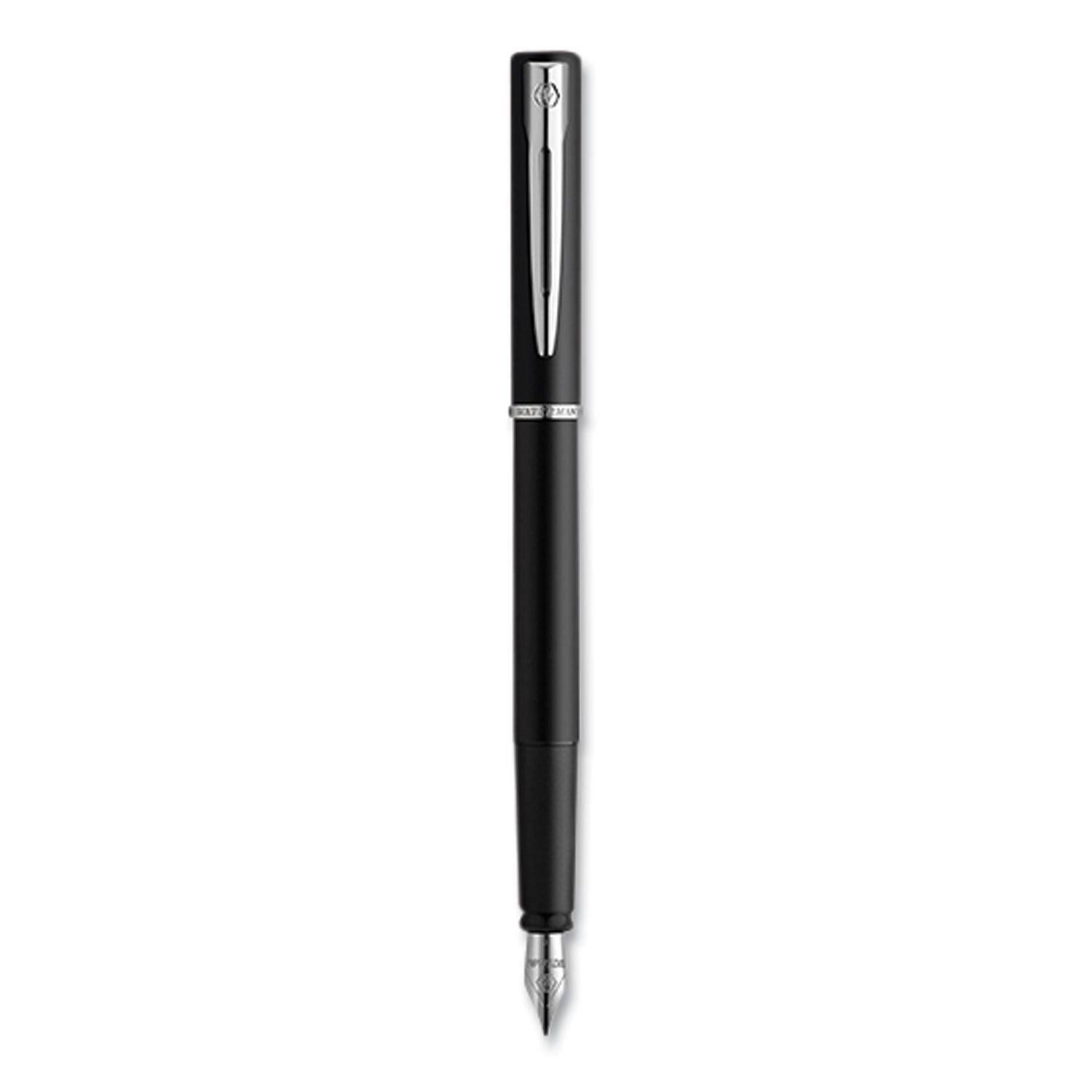 allure-fountain-pen-stick-fine-nib-blue-ink-black-silver-barrel_wat2029061 - 1