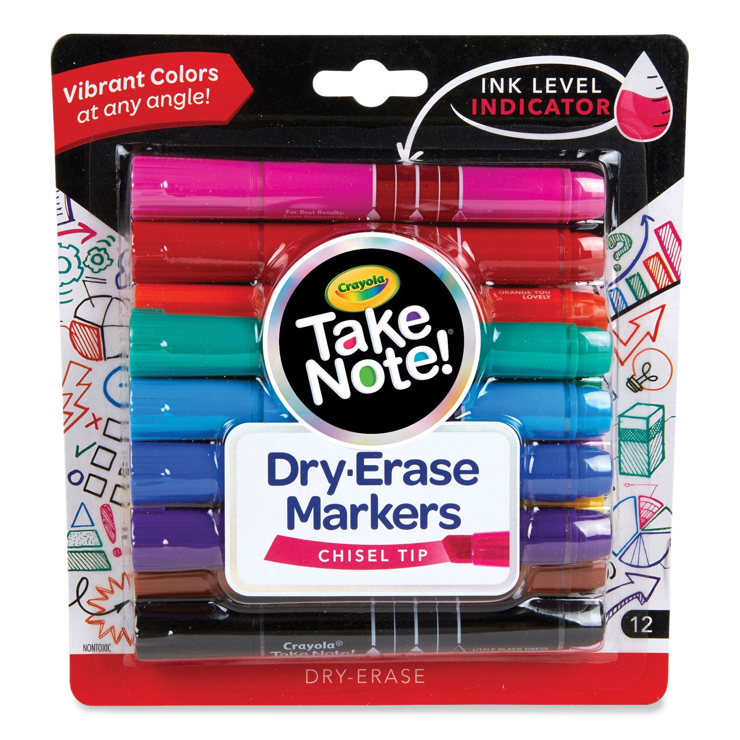 take-note-dry-erase-markers-broad-chisel-tip-assorted-12-pack_cyo586545 - 1