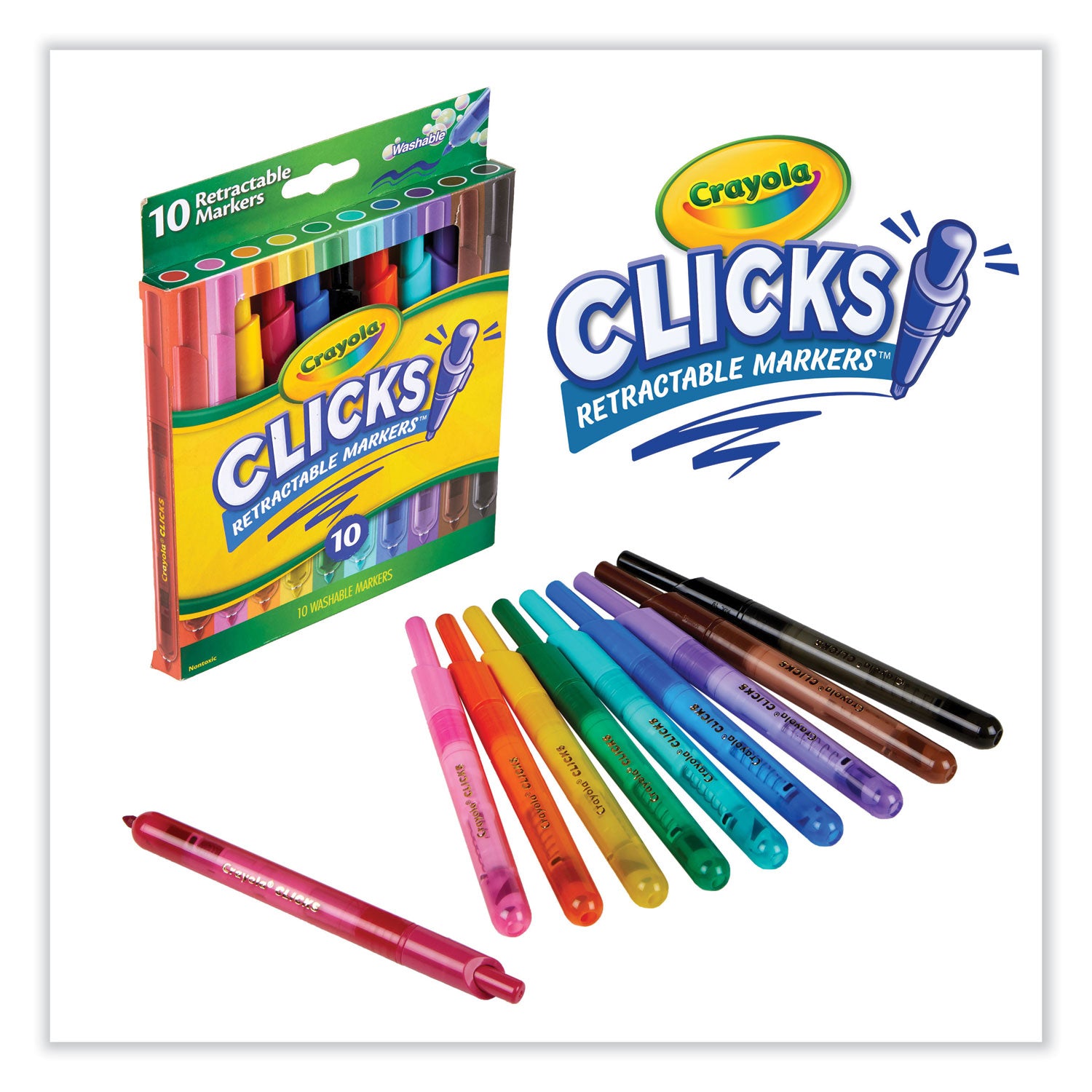 super-clicks-retractable-markers-assorted-bullet-tip-sizes-assorted-colors-10-pack_cyo588370 - 5