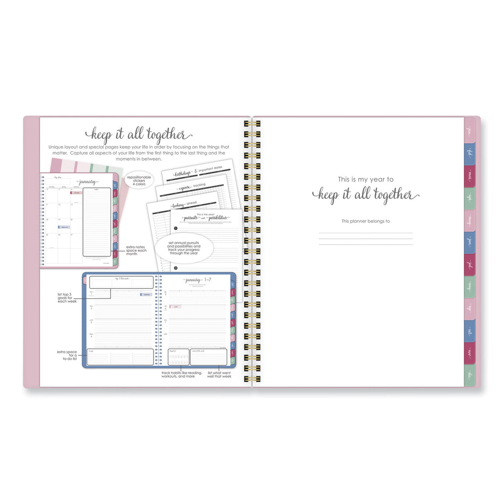 Harmony Weekly/Monthly Poly Planner, 8.81 x 7.88, Pink Cover, 13-Month (Jan to Jan): 2024 to 2025