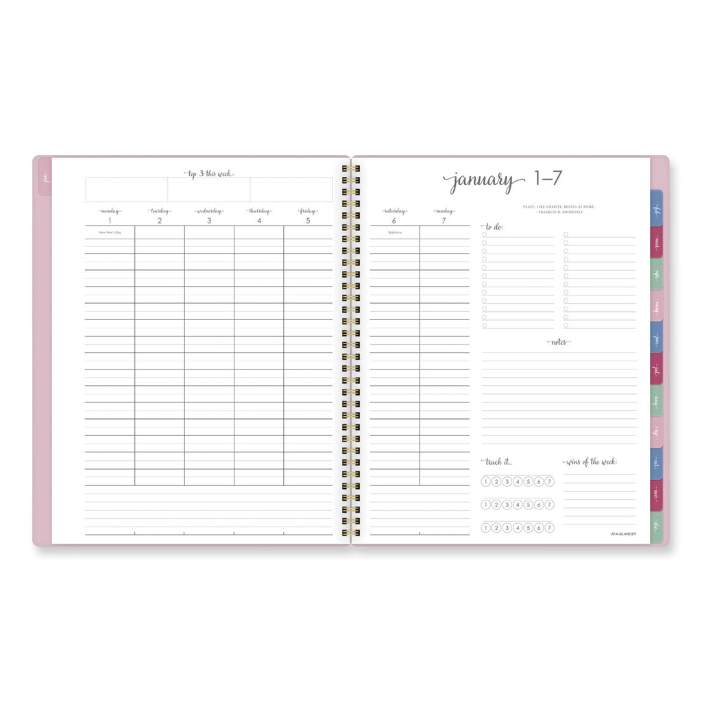 Harmony Weekly/Monthly Poly Planner, 11 x 9.38, Pink Cover, 13-Month (Jan to Jan): 2024 to 2025