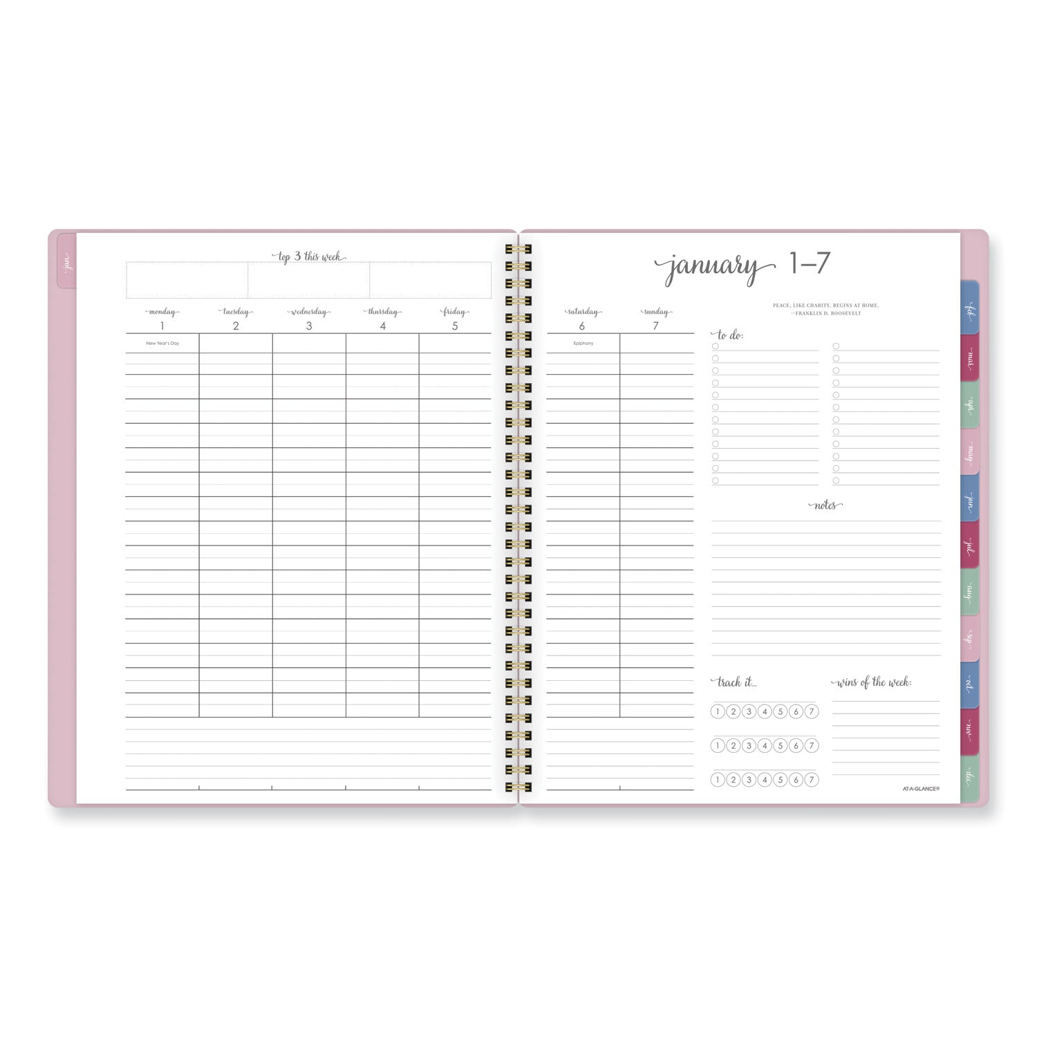 Harmony Weekly/Monthly Poly Planner, 11 x 9.38, Pink Cover, 13-Month (Jan to Jan): 2024 to 2025