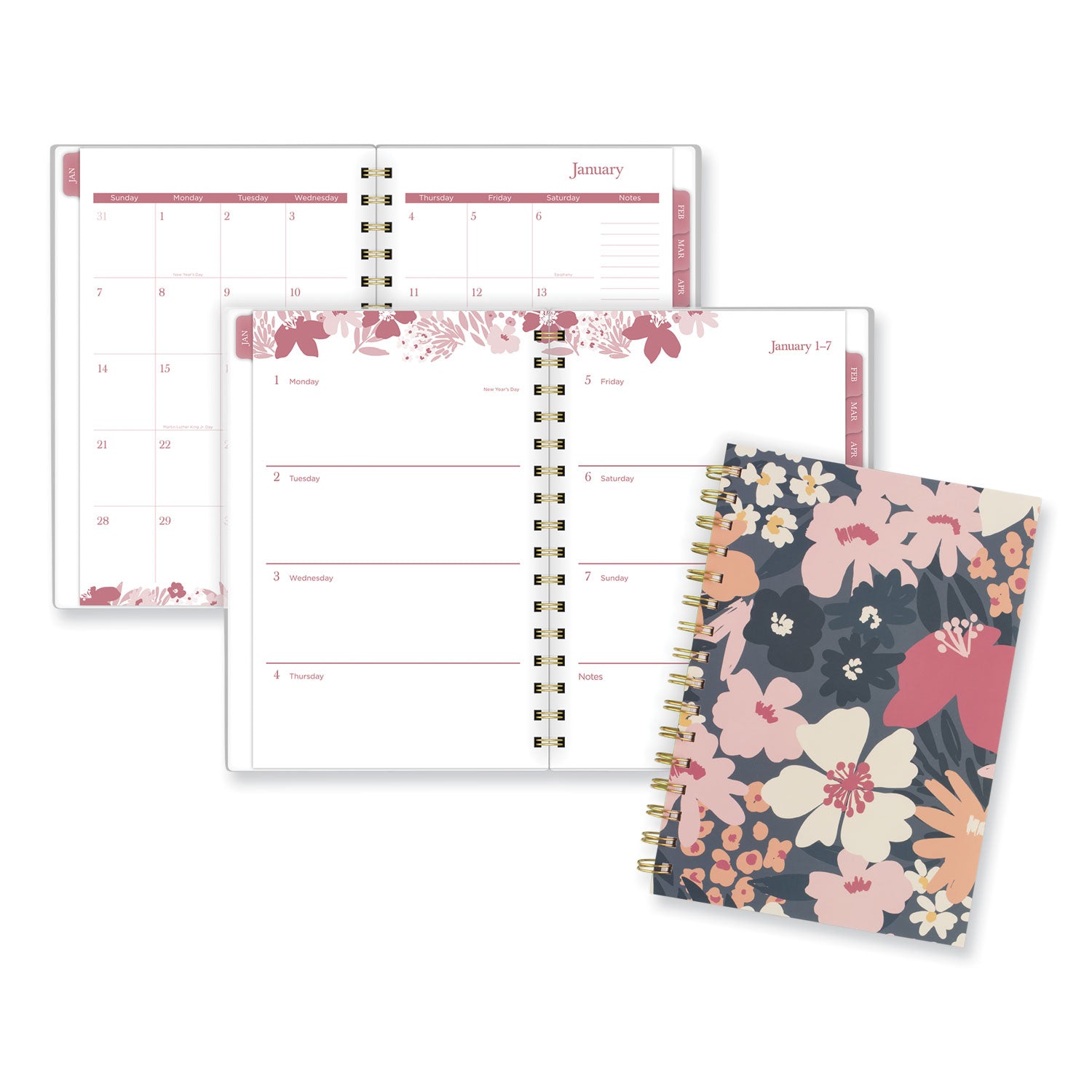 Cambridge Thicket Weekly/Monthly Planner - Small Size - Weekly, Monthly - 12 Month - January 2024 - December 2024 - 5 1/2" x 8 1/2" Sheet Size - Wire Bound - Multi - To-do List, Durable, Flexible, Snag Resistant, Double-sided Pocket, Dated Planning P - 1