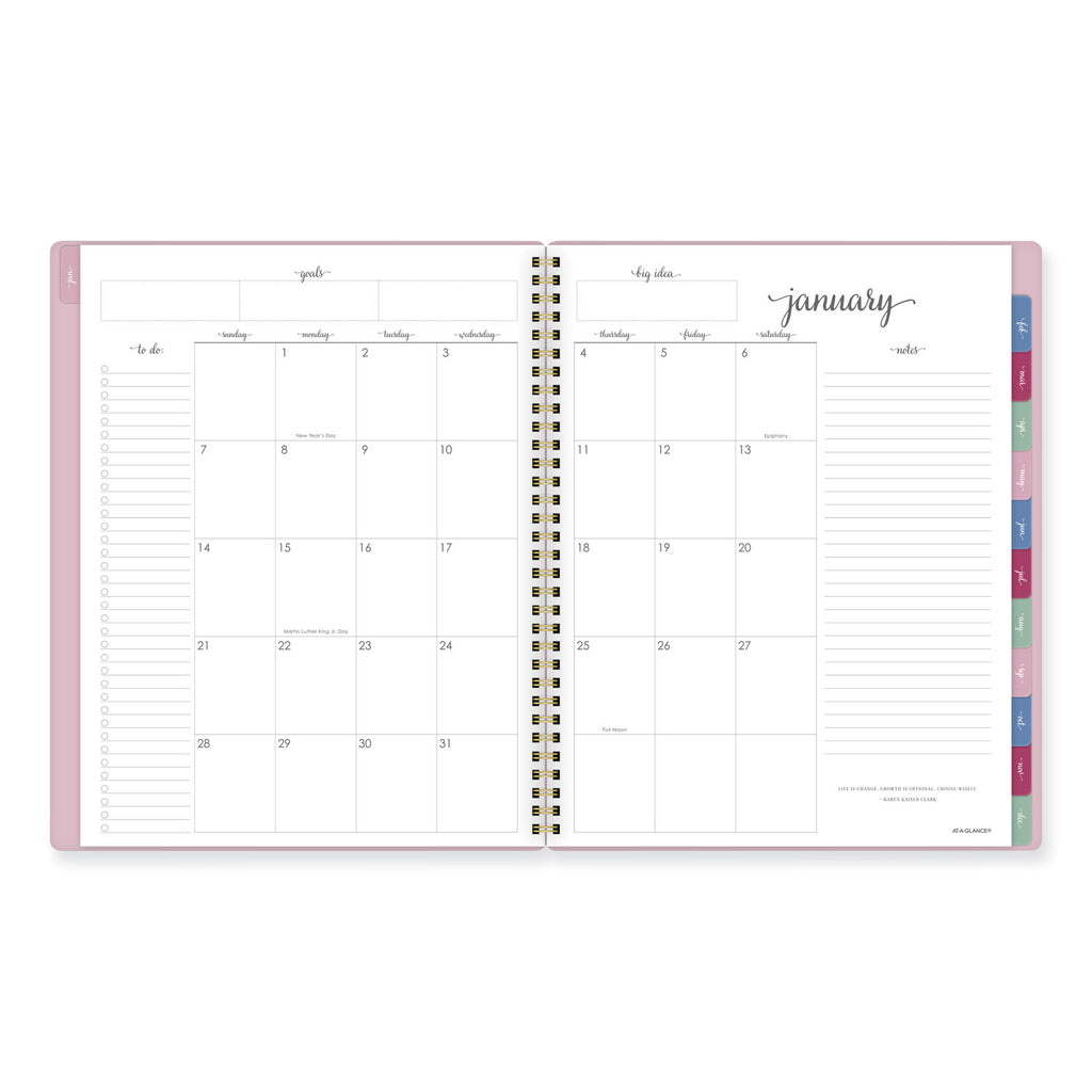 Harmony Weekly/Monthly Poly Planner, 11 x 9.38, Pink Cover, 13-Month (Jan to Jan): 2024 to 2025