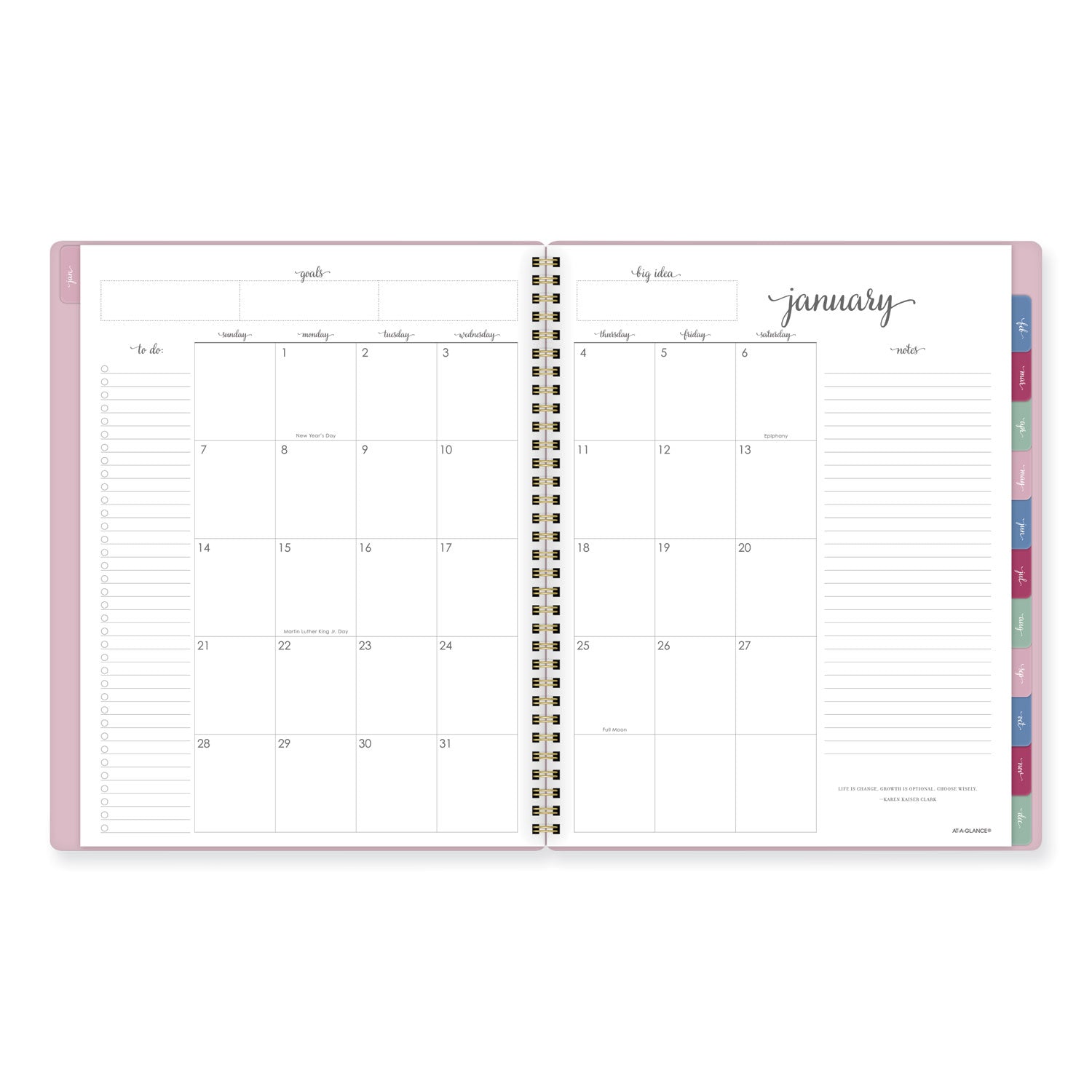 Harmony Weekly/Monthly Poly Planner, 11 x 9.38, Pink Cover, 13-Month (Jan to Jan): 2024 to 2025