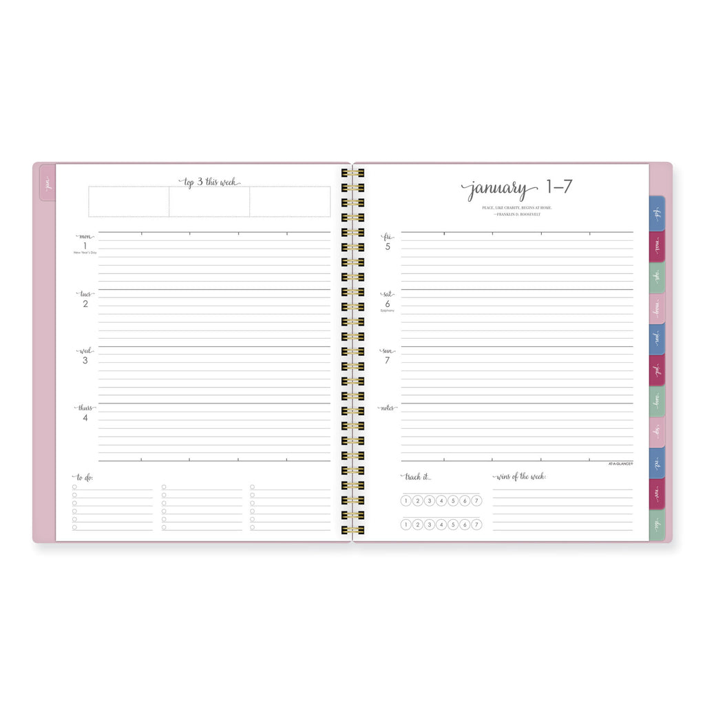 Harmony Weekly/Monthly Poly Planner, 8.81 x 7.88, Pink Cover, 13-Month (Jan to Jan): 2024 to 2025