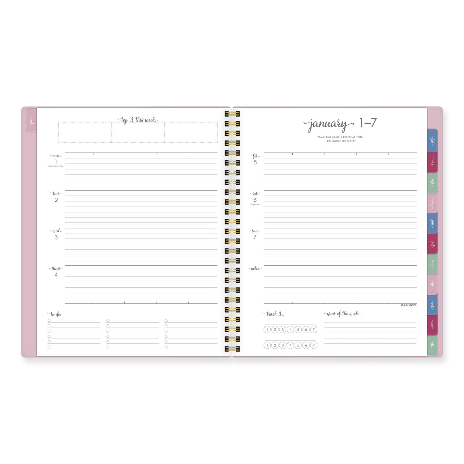 Harmony Weekly/Monthly Poly Planner, 8.81 x 7.88, Pink Cover, 13-Month (Jan to Jan): 2024 to 2025
