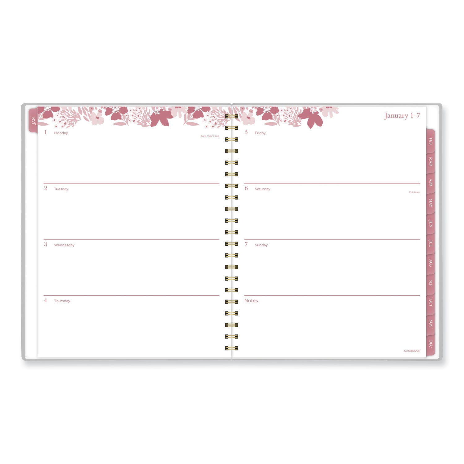 Cambridge Thicket Weekly/Monthly Planner - Large Size - Weekly, Monthly - 12 Month - January 2024 - December 2024 - 8 1/2" x 11" Sheet Size - Wire Bound - Multi - To-do List, Durable, Flexible, Snag Resistant, Double-sided Pocket, Dated Planning Page - 4