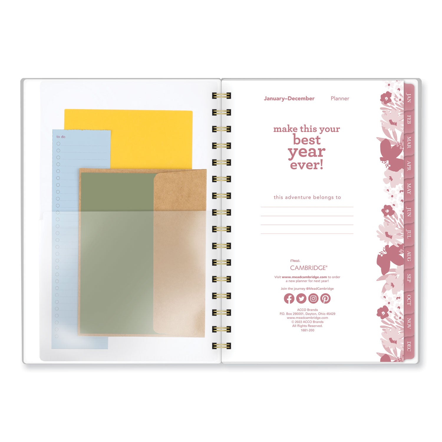 Cambridge Thicket Weekly/Monthly Planner - Small Size - Weekly, Monthly - 12 Month - January 2024 - December 2024 - 5 1/2" x 8 1/2" Sheet Size - Wire Bound - Multi - To-do List, Durable, Flexible, Snag Resistant, Double-sided Pocket, Dated Planning P - 5