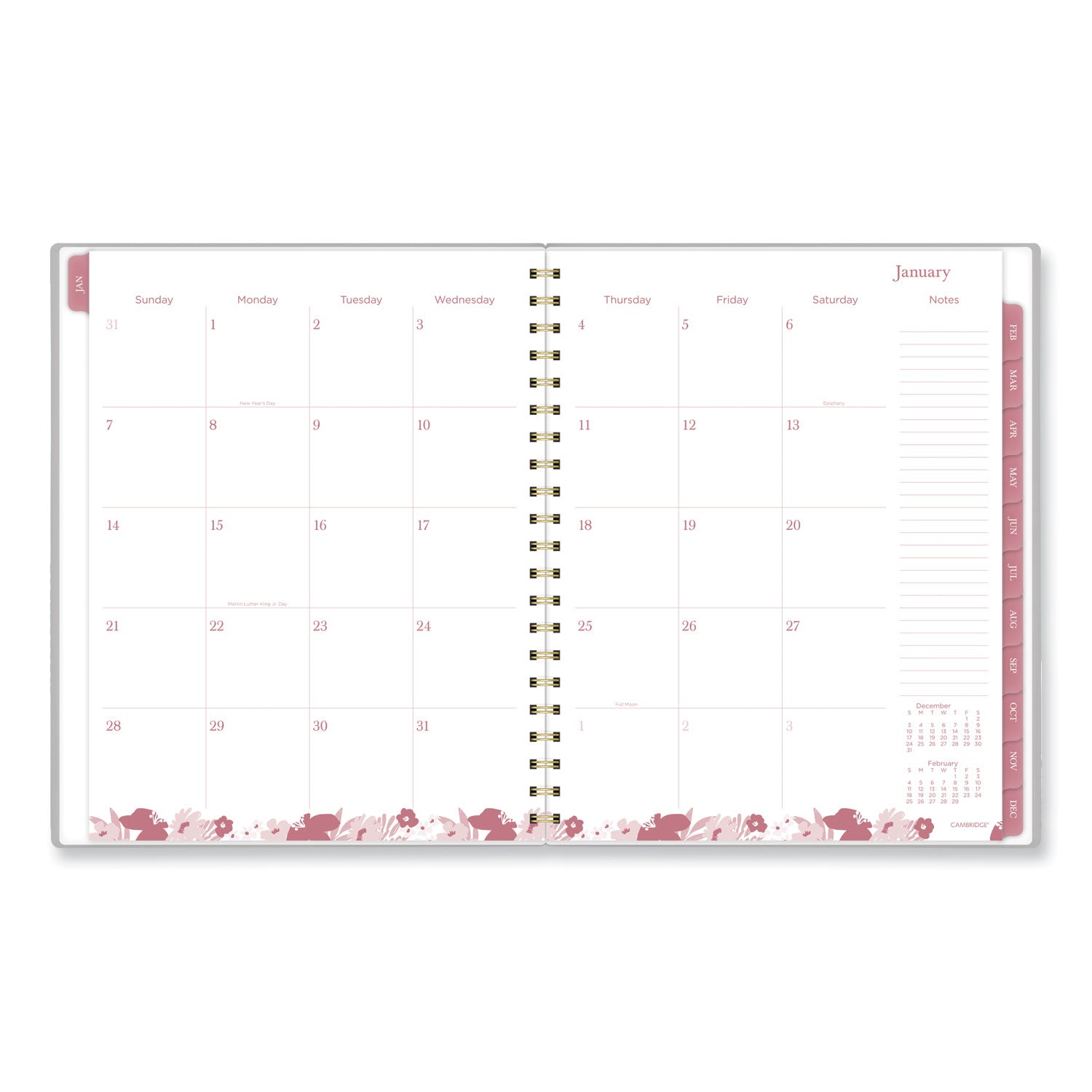 Cambridge Thicket Weekly/Monthly Planner - Large Size - Weekly, Monthly - 12 Month - January 2024 - December 2024 - 8 1/2" x 11" Sheet Size - Wire Bound - Multi - To-do List, Durable, Flexible, Snag Resistant, Double-sided Pocket, Dated Planning Page - 6
