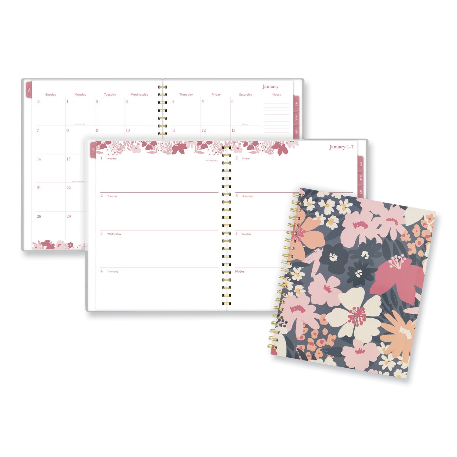 Cambridge Thicket Weekly/Monthly Planner - Large Size - Weekly, Monthly - 12 Month - January 2024 - December 2024 - 8 1/2" x 11" Sheet Size - Wire Bound - Multi - To-do List, Durable, Flexible, Snag Resistant, Double-sided Pocket, Dated Planning Page - 1