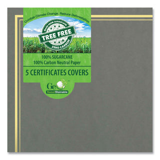 Certificate/Document Cover, 9.75" x 12.5", Gray With Gold Foil, 5/Pack