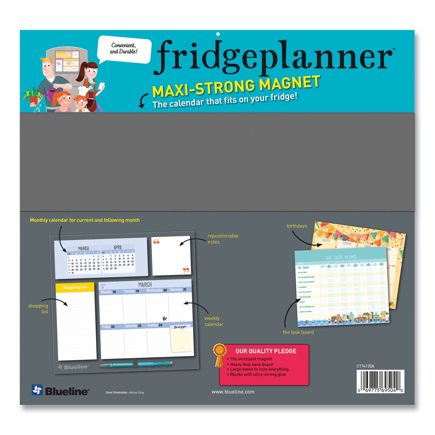 fridge-planner-magnetized-weekly-calendar-with-pads-+-pencil-12-x-125-white-yellow-sheets-16-month-sept-dec-2024-2025_redc174120a - 5