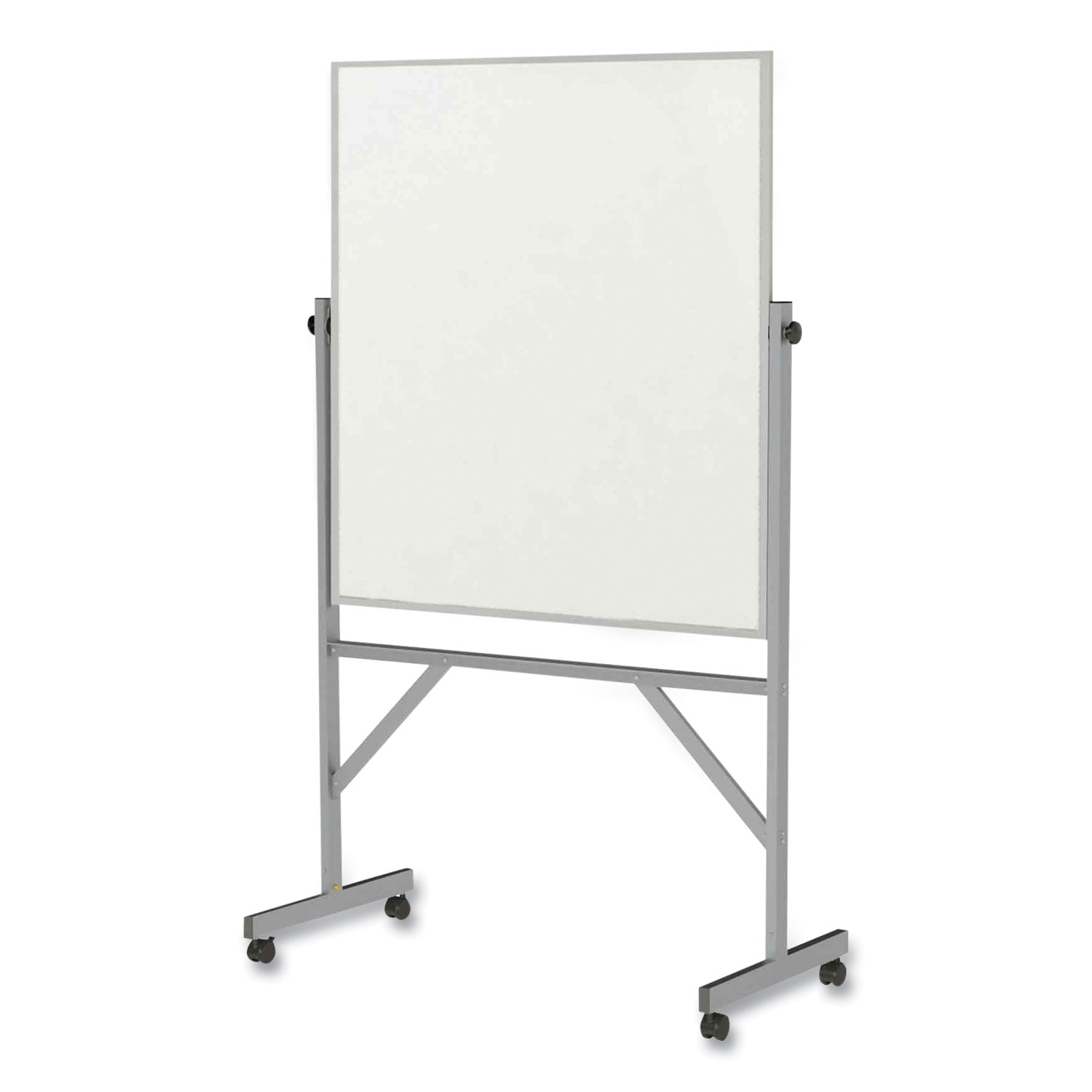 Reversible Magnetic Porcelain Whiteboard with Satin Aluminum Frame and Stand, 36 x 48, White Surface, Ships in 7-10 Bus Days